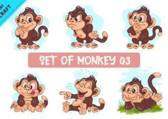 Set of cartoon Monkey 03. Crafting, Sublimation.
