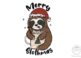 Sloth Christmas Sublimation t shirt template vector