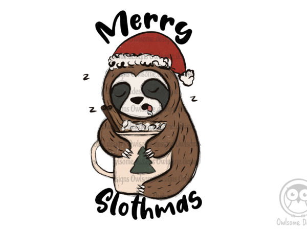 Sloth christmas sublimation t shirt template vector