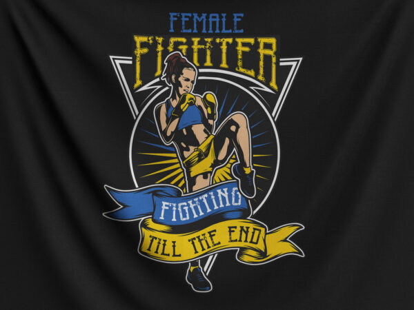 Female fighter t shirt graphic design