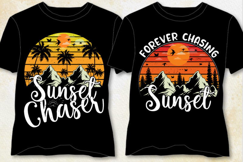 Sunset Chaser T-Shirt Design-Sunset Lover T-Shirt Design