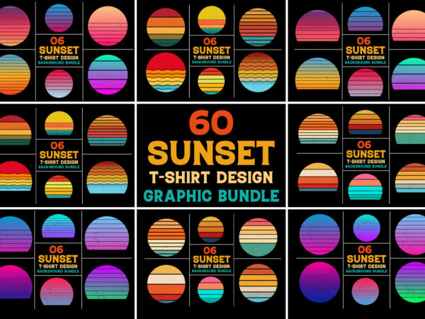 Sunset vintage colorful background for t-shirt design