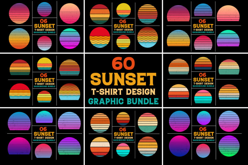 Sunset Vintage Colorful Background for T-Shirt Design