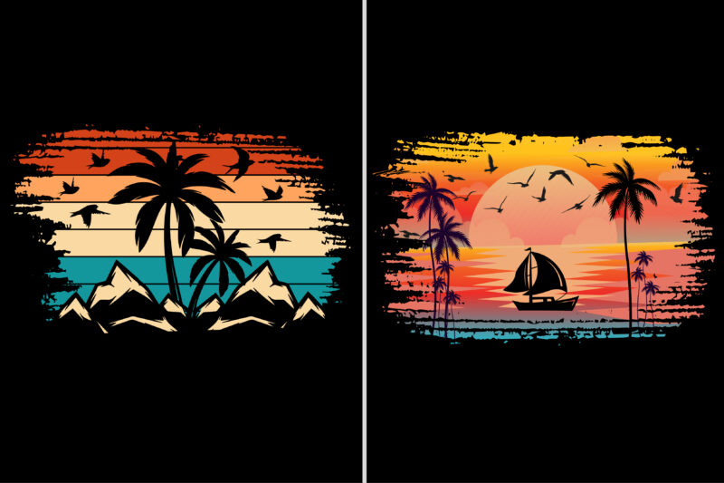 Sunset Colorful T-Shirt Background Graphic Bundle