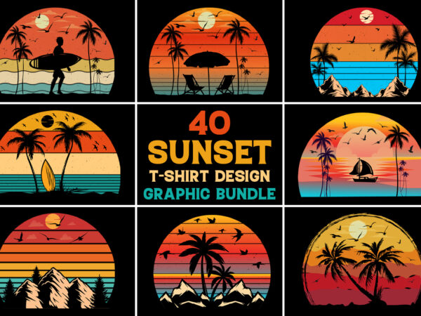 Sunset colorful t-shirt background graphic bundle Sunset colorful t-shirt background graphic bundle