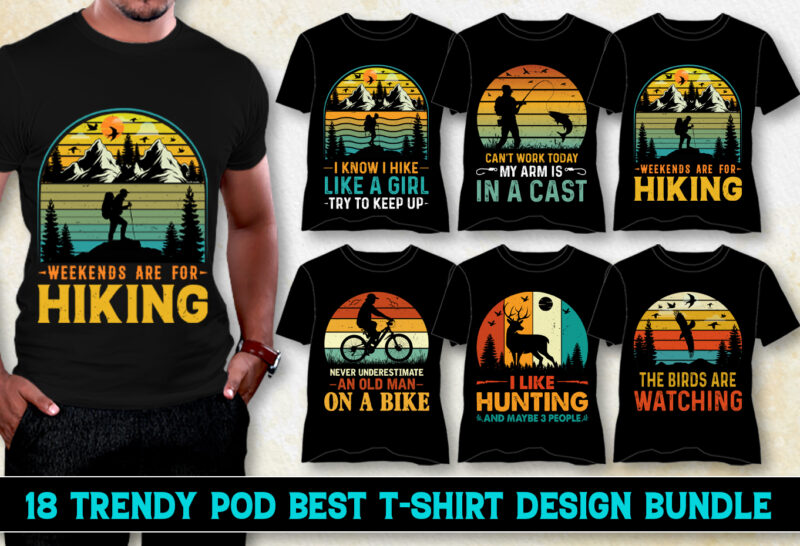 Sunset Colorful T-Shirt Design Bundle