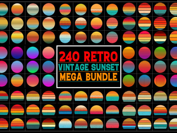 Sunset retro vintage vector bundle for t-shirt design Sunset retro vintage vector bundle for t-shirt design