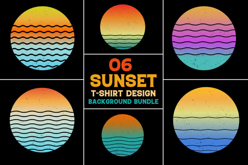 Sunset Vintage Retro Grunge Background Bundle for T-Shirt Design