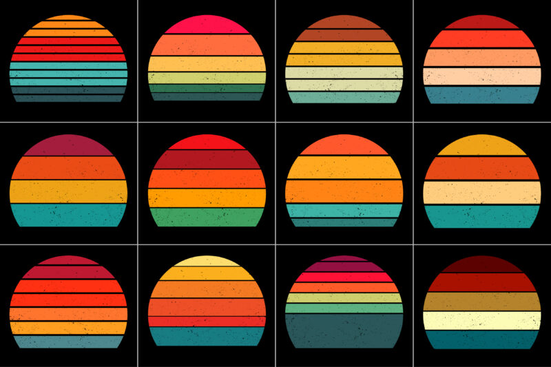 Sunset Retro Vintage Vector Bundle for T-Shirt Design