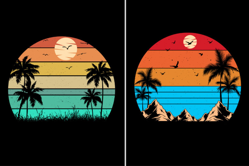 Sunset Colorful T-Shirt Background Graphic Bundle