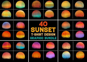 Sunset Retro Vintage T-Shirt Background Bundle