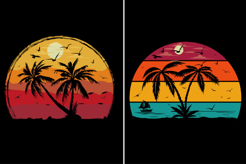 Sunset Colorful T-Shirt Background Graphic Bundle