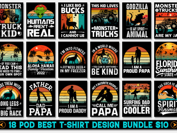 Sunset retro vintage t-shirt design bundle