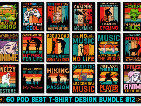 Sunset retro vintage t-shirt design bundle