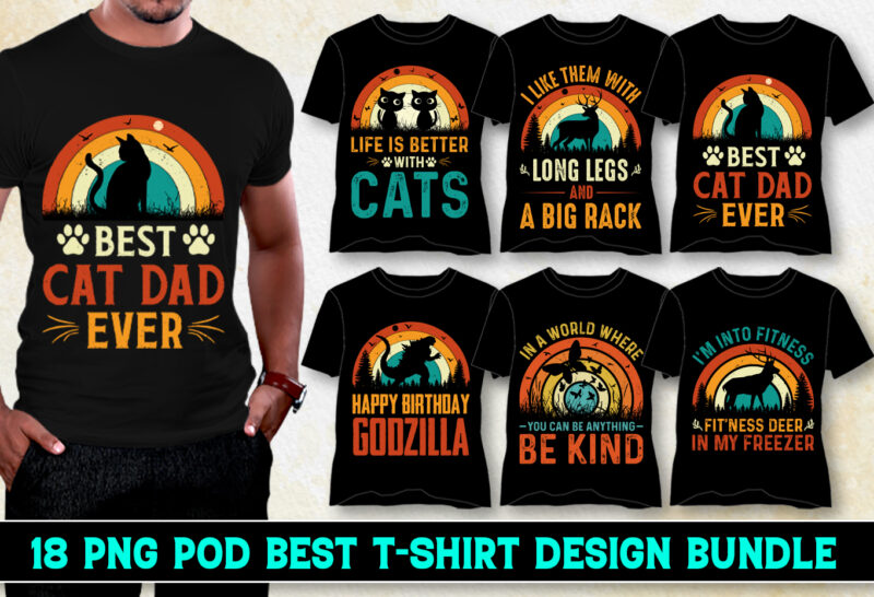 Sunset Retro Vintage T-Shirt Design Bundle