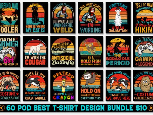 Sunset retro vintage t-shirt design bundle