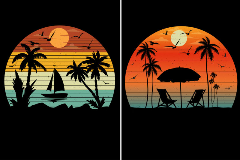 Sunset Colorful T-Shirt Background Graphic Bundle