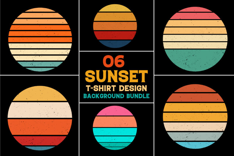 Sunset Vintage Colorful Background for T-Shirt Design