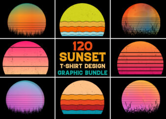 Sunset T-Shirt Design Graphic Bundle