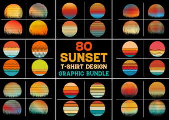 Sunset T-Shirt Design Graphic Bundle