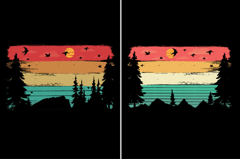 Sunset Colorful T-Shirt Background Graphic Bundle