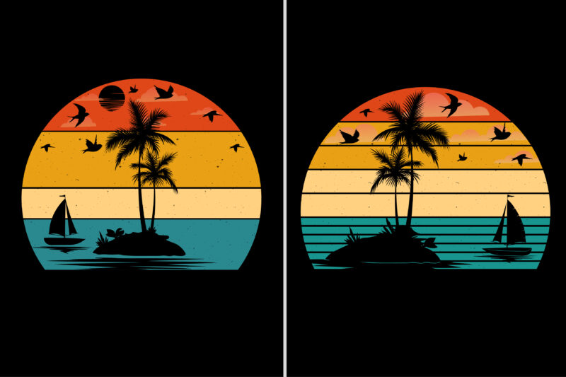 Sunset Colorful T-Shirt Background Graphic Bundle