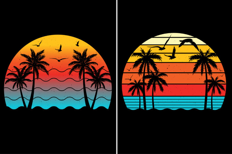 Sunset Colorful T-Shirt Background Graphic Bundle