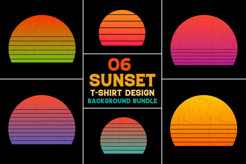 Sunset Vintage Retro Grunge Background Bundle for T-Shirt Design