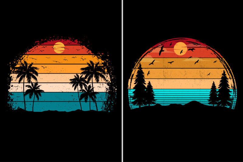 Sunset Colorful T-Shirt Background Graphic Bundle