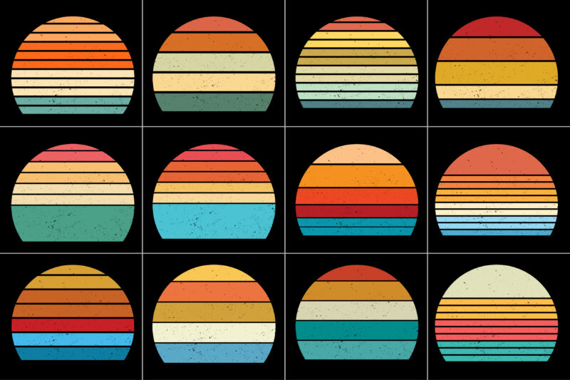 Sunset Retro Vintage Vector Bundle for T-Shirt Design