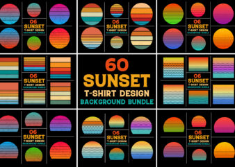 Sunset Vintage Retro Grunge Background Bundle for T-Shirt Design