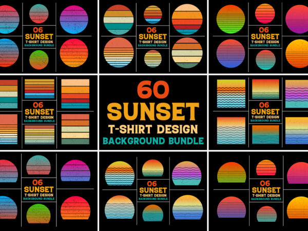 Sunset vintage retro grunge background bundle for t-shirt design