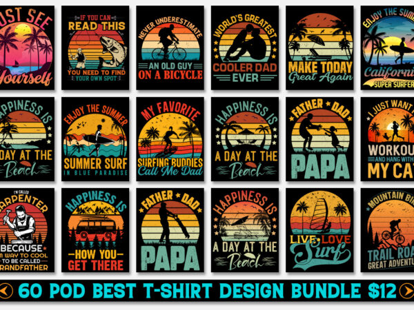 Sunset vintage retro t-shirt design bundle