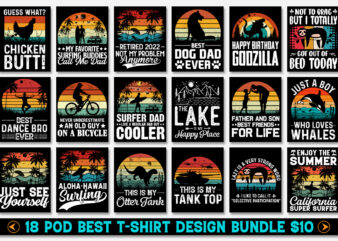 Sunset Vintage Retro T-Shirt Design Bundle
