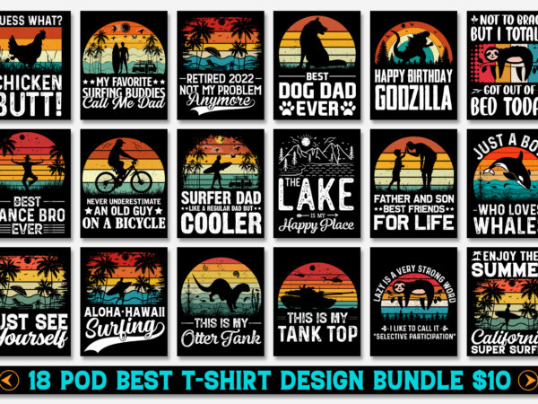 Sunset vintage retro t-shirt design bundle