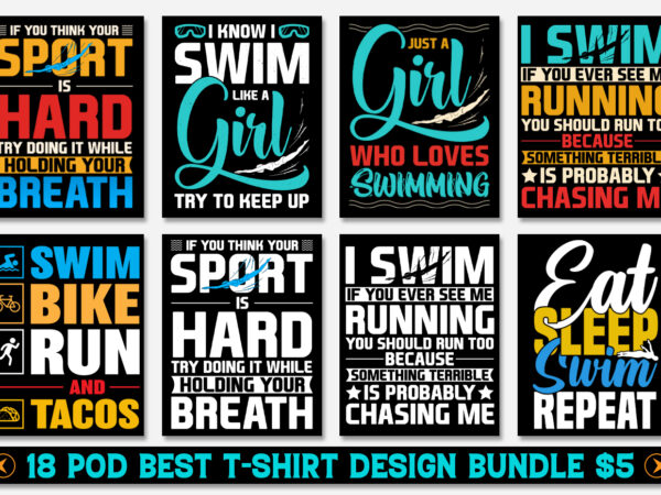 Swim t-shirt design bundle