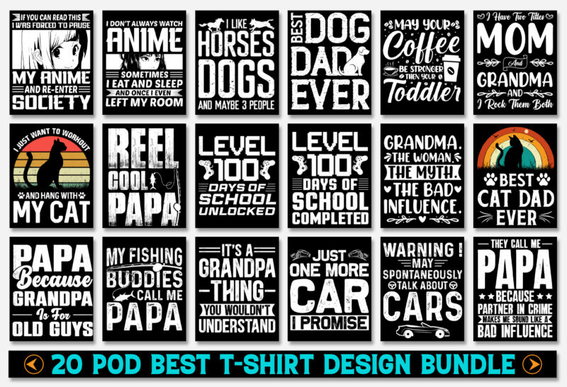 T-Shirt Design Bundle-POD Best Selling T-Shirt Design Bundle