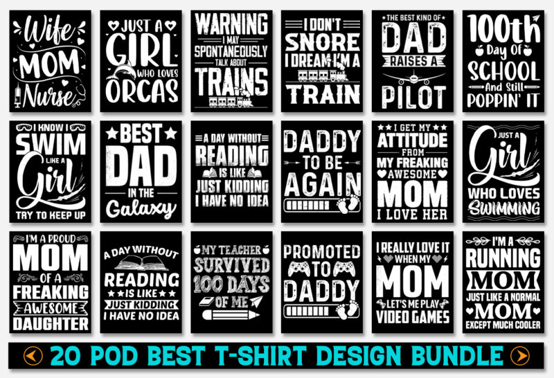 T-Shirt Design Bundle-POD Trendy Best Selling T-Shirt Design Bundle