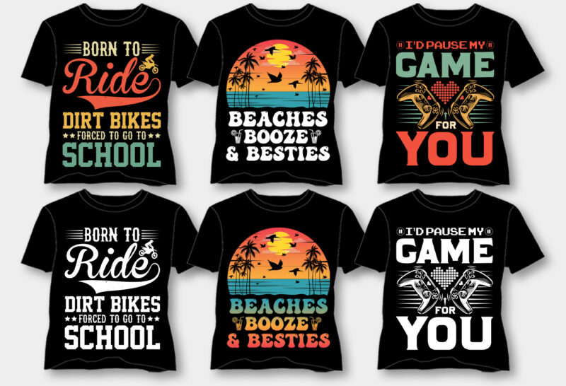 Retro Vintage Sunset T-Shirt Design Bundle