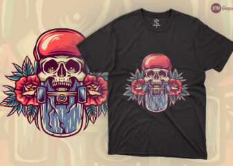 Skull Skateboard – Retro Illustration t shirt template vector