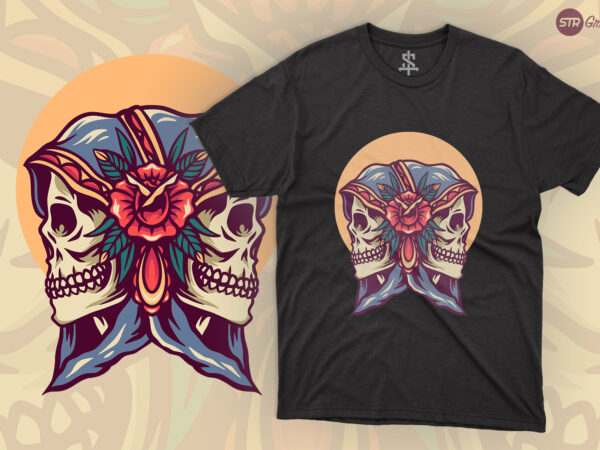 Twin Grim Reaper - Retro Illustration - Buy t-shirt designs