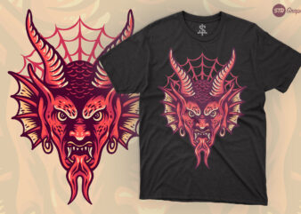 Devil Head – Retro Illustration t shirt vector illustration