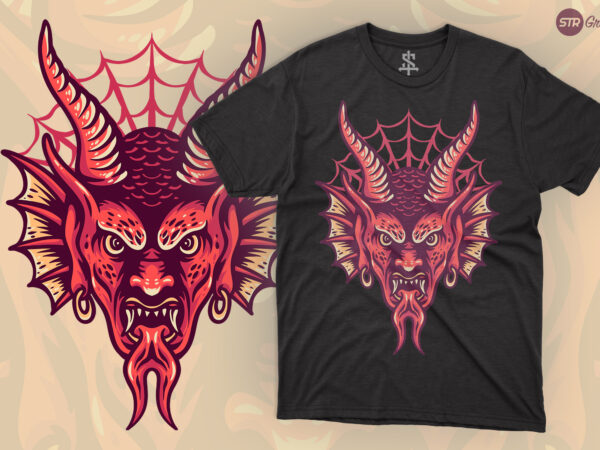 Devil head – retro illustration t shirt vector illustration