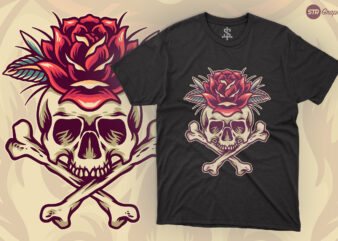 Skull Cross Bone – Retro Illustration t shirt template vector