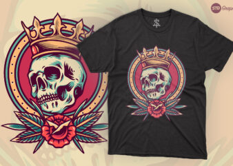 Skull King – Retro Illustration t shirt template vector