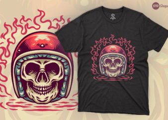 Skull Rider – Retro Illustration t shirt template vector