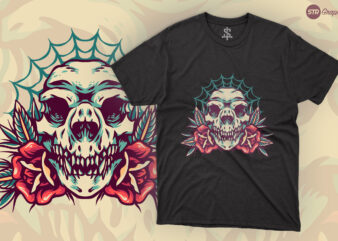 Wolf Skull – Retro Illustration t shirt design for sale