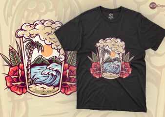 Summer Beer – Retro Illustration t shirt template vector