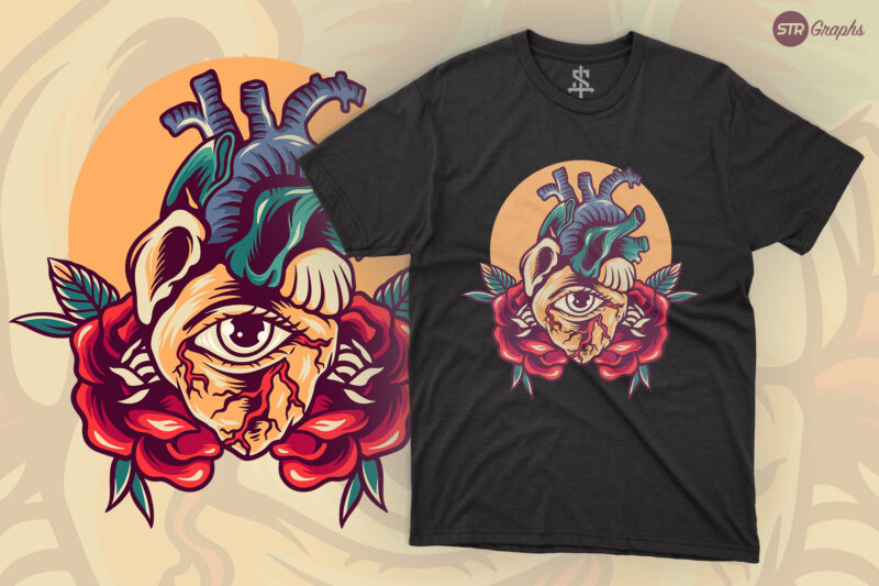 Heart And Roses – Retro Illustration