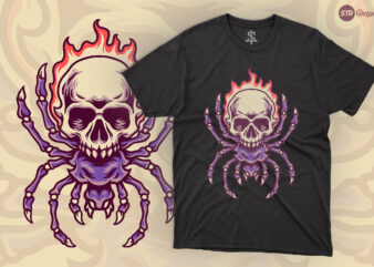 Skull Tarantula – Retro Illustration t shirt template vector